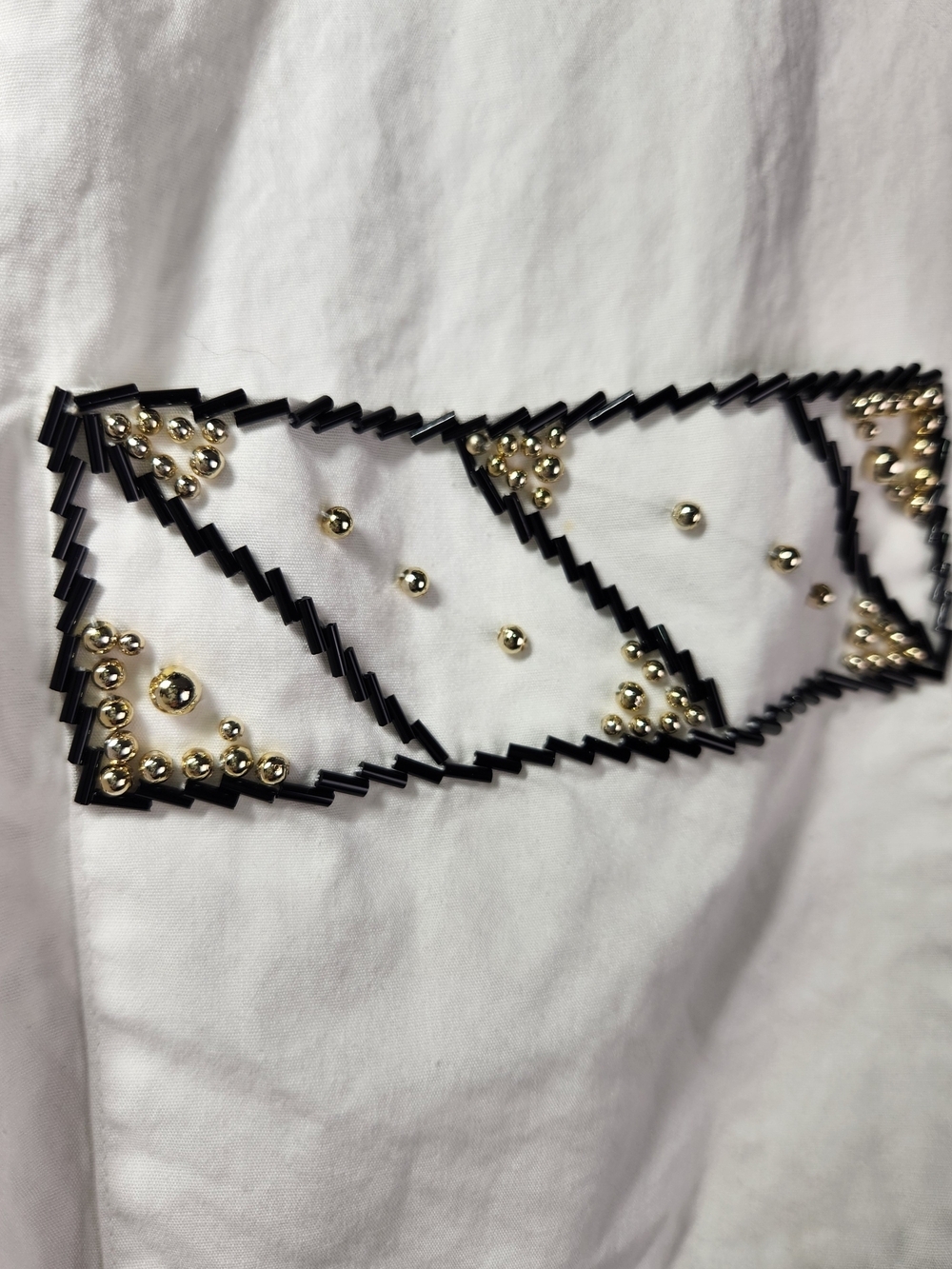 Vintage White Western Button Down Shirt Beaded Studded Embellished Long Sleeve 6 - Picture 13 of 16